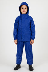 Kids Boys Girls Waterproof Hooded Rain Suit Jacket & Pants Set with Bag 3-14 Yrs
