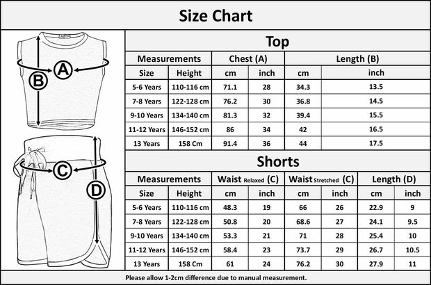 A2Z 4 Kids Girls Crop Top Shorts Set Contrast Trendy Summer Outfit Clothing Sets
