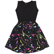 A2Z 4 Kids Girls Black Panel Skater Dress Pastel Splash Print Fashion Party Top Summer Dresses New Age 5 6 7 8 9 10 11 12 13 Years - A2Z 4 Kids