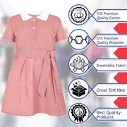 Girls 2 Pack Gingham School Dress Check Belted Dresses With Matching Scrunchies - A2Z 4 Kids