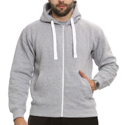 Mens Fleece Plain Zipper Hooded Long Sleeve Sweatshirt For Adults S-4XL