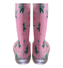A2Z 4 Kids Girls Pink Flamingo Wellington Boots Light Up Rain Waterproof Wellies