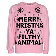 A2Z Womens Christmas Jumper Baby Pink Sweatshirt Ya Filthy Merry Christmas Novelty Pullover Xmas Snowflake Jumpers Gifts For Adults Size Small, Medium, Large, XL, 2XL, 3XL, 4XL