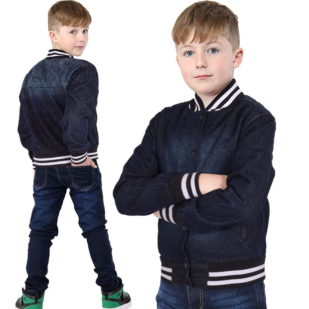 A2Z 4 Kids Boys Girls Ribbed Collar & Cuffs Denim Jacket 100% Cotton Kids Outerwear with Ribbed Hem Snap Button Closure Timeless Fashion for Everyday Adventures