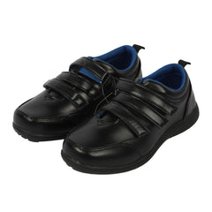Kids Boys Teens School Shoes Black PU Leather Velcro Strap Trainers Size 10 to 7