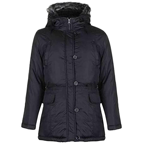 GIRLS PARKA JACKET KIDS PADDED FAUX FUR TRIM HOODED COAT NEW STYLE AGE 7-13 YEAR