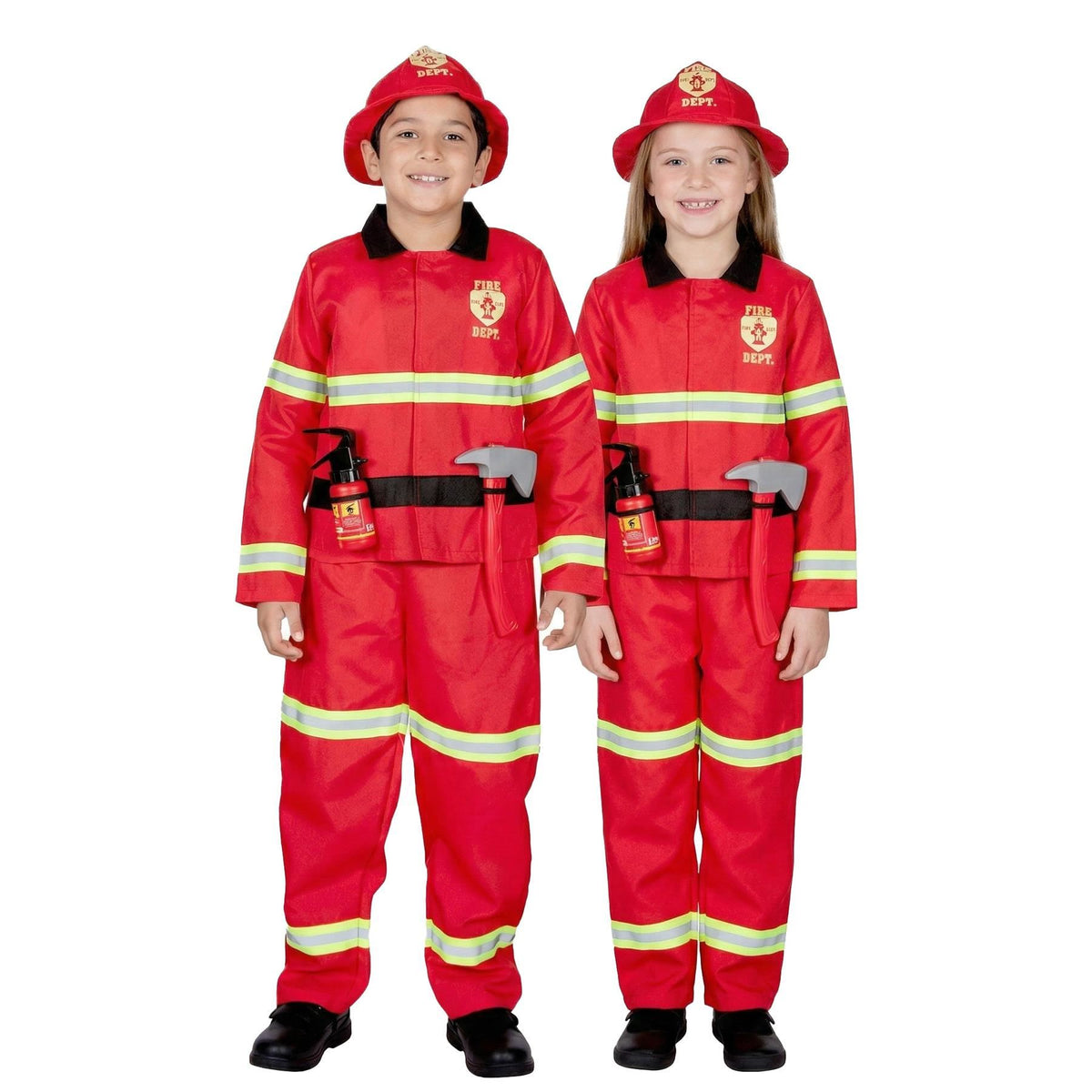 Kids Fireman Costume Firefighter Role Play Halloween Fire Man Uniform Outfit Kit