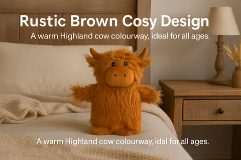 A2Z Hot Water Bottle 750ml Animal Design Highland Soft Plush Cover Heat Therapy