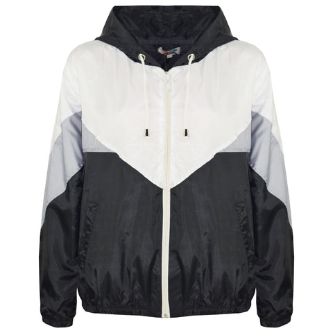 A2Z 4 Kids Windbreaker Black Waterproof Raincoat Jackets Contrast Panels Shower Resistant Lightweight Hooded Coat Girls Boys Age 5-13 Years - A2Z 4 Kids