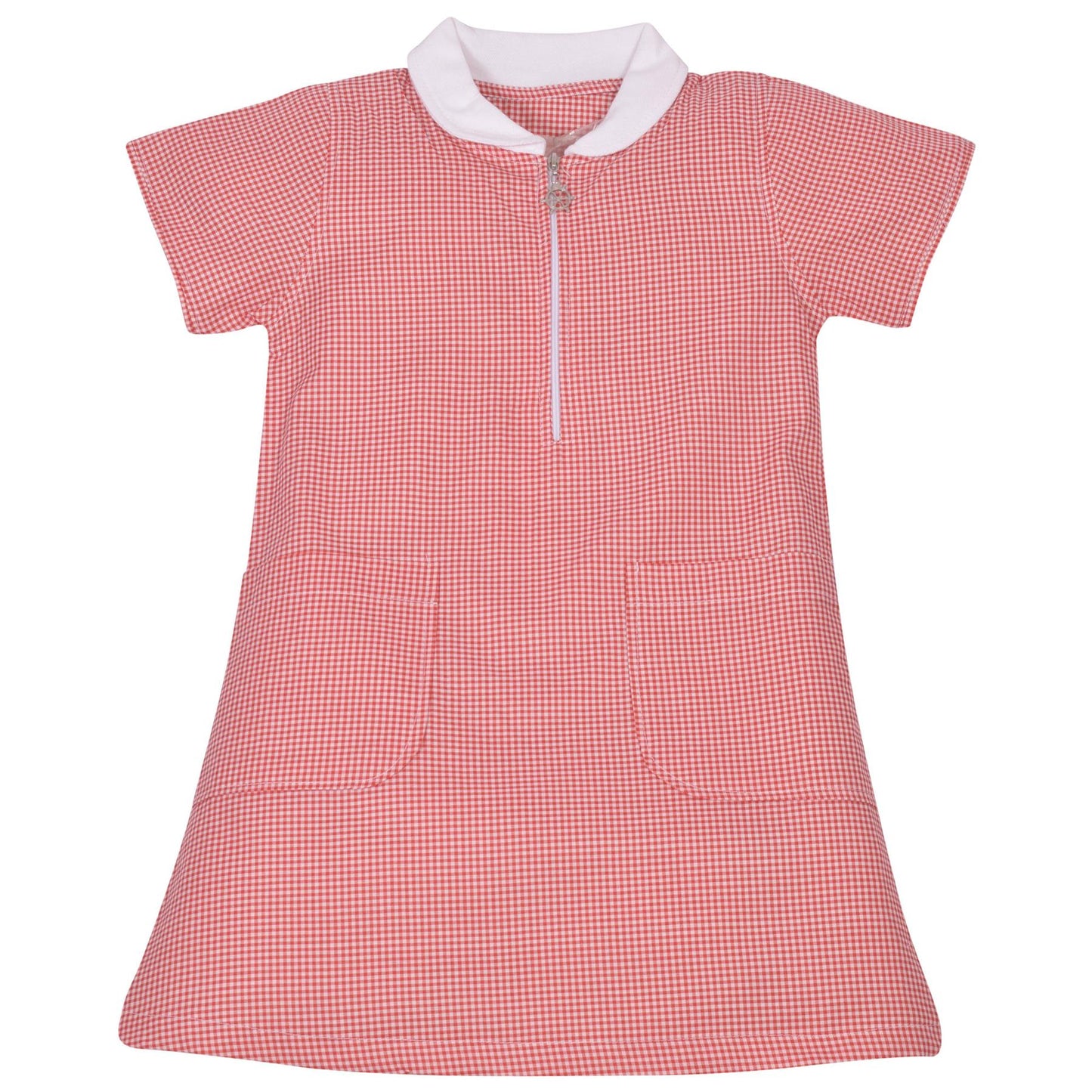 Girls Gingham 2 Pack School Dress Check Zip Up Summer Dresses With Scrunchies