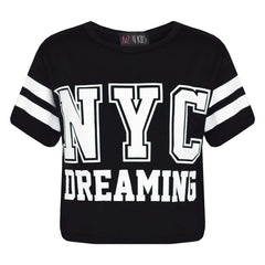 Girls Tops Kids Designer NYC Dreaming Trendy Crop & Fashion Legging Set 7-13 Yrs