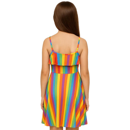 Girls Rainbow Clothing Crop Tops Skirts Dresses Jumpsuits Leggings Party Wear