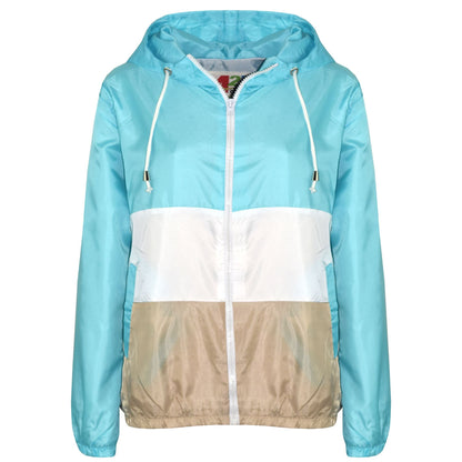 Kids Girls Boys Windbreaker Contrast Panel Jackets Hooded Raincoat Rain Mac 5-13