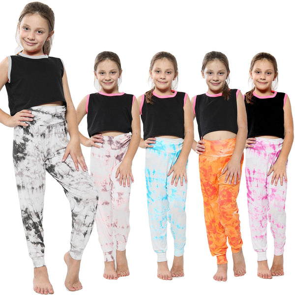 Kids Girls Ali Baba Harem Trouser Tie Dye Print Fashion Trendy Leggings 5-13 Yrs