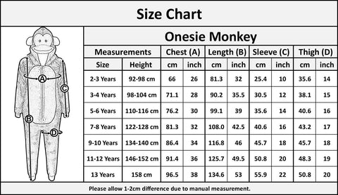 A2Z 4 Kids Girls Boys Monkey Costume Jumpsuits Suit All in One Age 3-14 Years