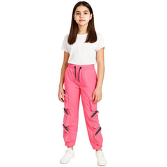 Kids Girls Cargo Trousers Elasticated Waist Comfortable Joggers Casual Pants