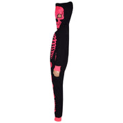 Kids Girls Boys Skeleton Print Pyjama Onesie Neon Pink All In One Halloween Costume - A2Z 4 Kids