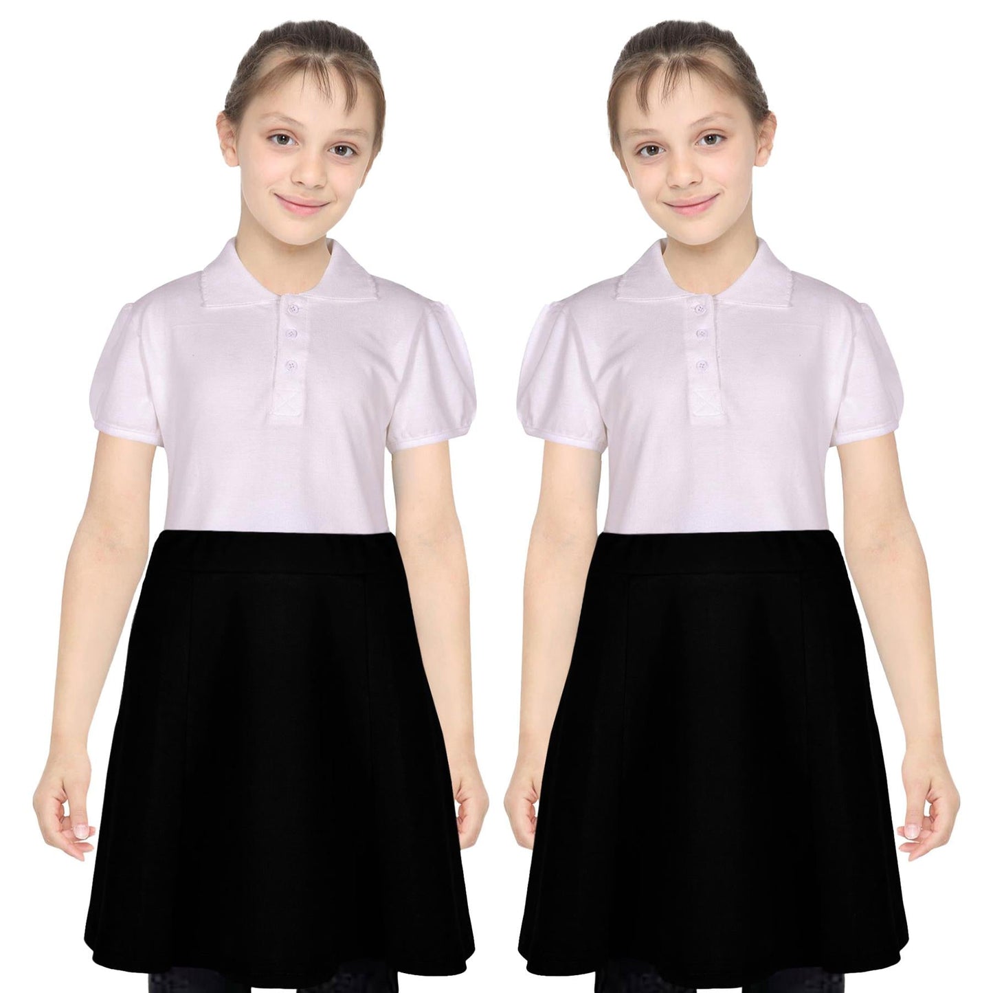Kids Girls School Uniform Skirt 2 Pack Elasticated Waist Summer Skater Skirts