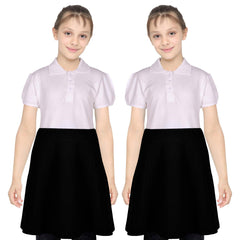 Kids Girls School Uniform Skirt 2 Pack Elasticated Waist Summer Skater Skirts