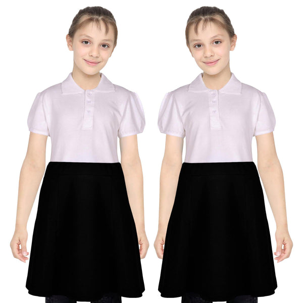 Kids Girls School Uniform Skirt 2 Pack Elasticated Waist Summer Skater Skirts