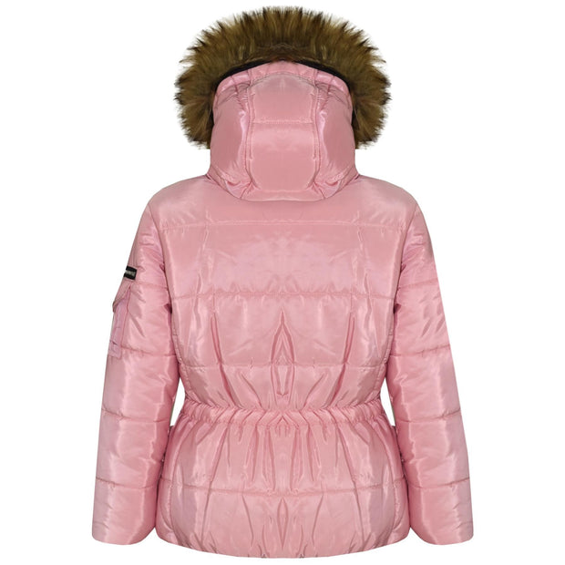 A2Z 4 Kids Kids Girls Jackets Baby Pink Puffer Hooded Stylish Detachable Faux Fur Padded Zipped Belted Slim Fit Warm Coats New Age 5 6 7 8 9 10 11 12 13 Years