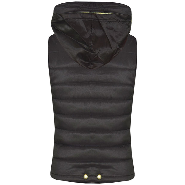 A2Z 4 Kids Kids Girls Boys Designer's Black Sleeveless Hooded Padded Quilted Puffer Bubble Gilet Bodywarmer Jackets Age 5 6 7 8 9 10 11 12 13 Years