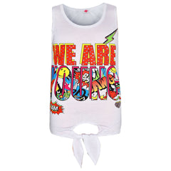 Girls Tops Kids We Are Young Print T Shirt Top & Comic Book Legging Set 7-13 Yr