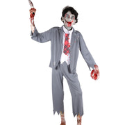 A2Z 4 Kids Boys Top Kids Zombie School Boy Attire Lapel Collar Top & Trouser Set with Necktie Halloween Zombie Set - A2Z 4 Kids