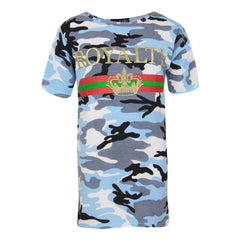 Girls Tops Kids Royalty Camouflage T Shirt Top & Legging Loungewear Set 7-13 Yr