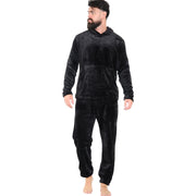 Mens Pyjamas Soft Warm Fleece Adults Hooded Pyjamas 2 Piece Gift Set For Mens