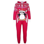 Kids Girls Boys Novelty Christmas Penguin Print Fleece Onesie All in One Jumpsuit Attire Age 5-13 Years