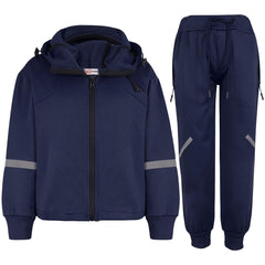 Kids Boys Tracksuit Reflective Taped Hooded Hoodie Bottom Jogging Suit Joggers