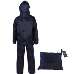 Kids Boys Girls Waterproof Hooded Rain Suit Jacket & Pants Set with Bag 3-14 Yrs