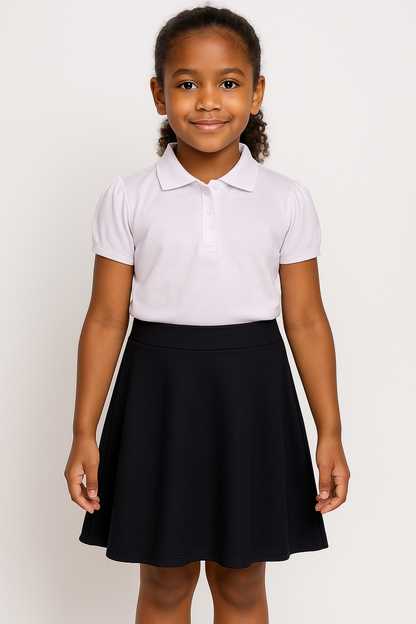 Kids Girls Plain School Uniform Skirt Elasticated Fit Summer Skater Skirts