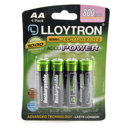 A2Z NiMH Rechargeable Accu Power Battery 800mAh Lasts Long AA Size Pack of 4