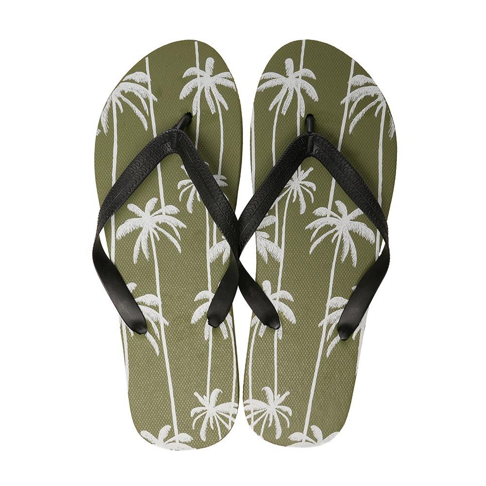 A2Z Mens Green Palm Tree Flip Flops Lightweight Beach Pool Holiday Slipper