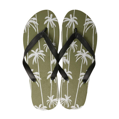 A2Z Mens Green Palm Tree Flip Flops Lightweight Beach Pool Holiday Slipper