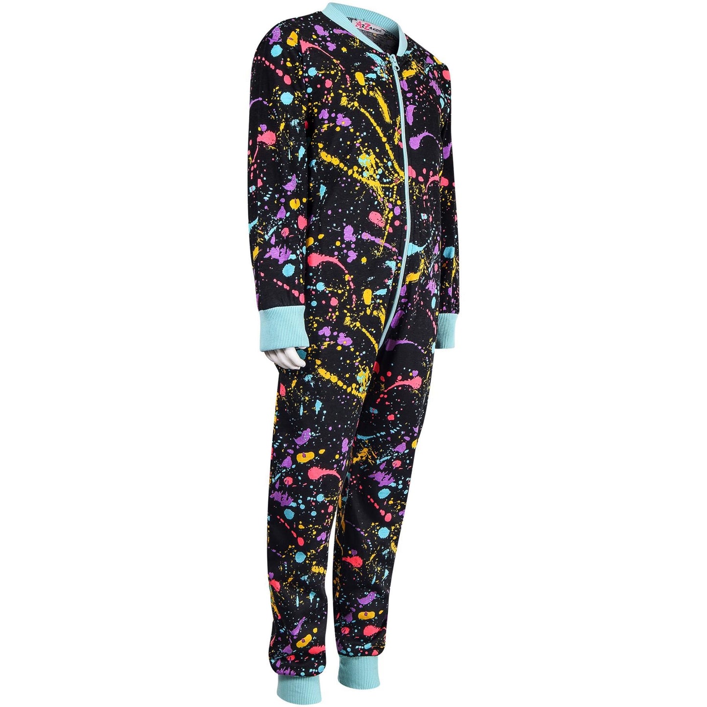 A2Z Onesie One Piece Kids Pyjamas Sleepsuit Leopard Print Costume For Girls