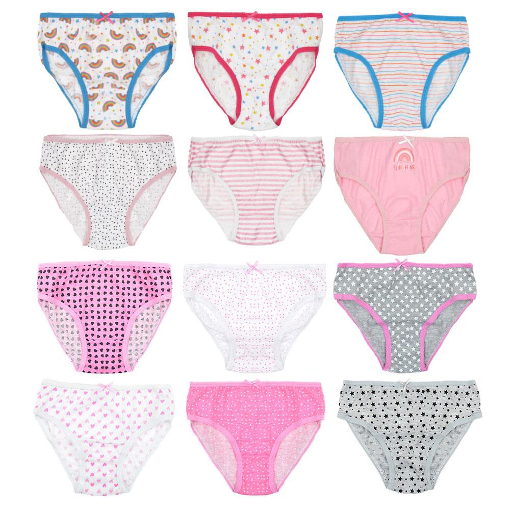 A2Z 4 Kids Girls Underwear Pack of 3 Adjustable Waist Cotton Mix Briefs Knickers