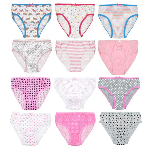 A2Z 4 Kids Girls Underwear Pack of 3 Adjustable Waist Cotton Mix Briefs Knickers