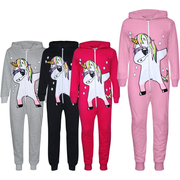 Kids Girls 100% Cotton Dabbing Unicorn A2Z Onesie One Piece All In One Jumpsuits