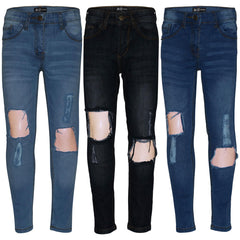 Kids Girls Skinny Ripped Jeans Denim Stretchy Fashion Pants Jeggings 5-13 Years