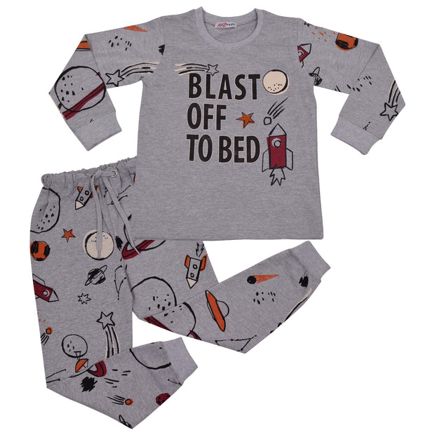 Kids Girls Blast Off To Bed Print Pyjamas Set - A2Z 4 Kids