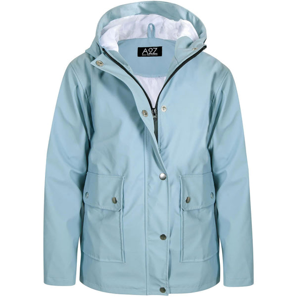 PU Raincoat Jacket Windbreaker Waterproof Parka Hooded For Girls Boys Age 5-13 Years