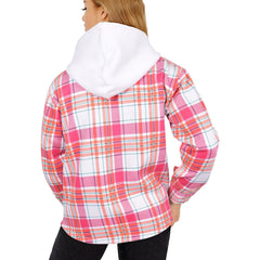 A2Z Ladies Shacket Shirt Jacket Checked Zipped Top Hooded Warm Coat Size S-4XL