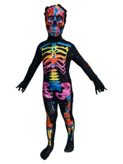 Kids Boys Girls Skeleton Glow Costume Skull Mask Halloween Fancy Dress One Piece