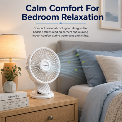 5 Inch USB White Clip Desk Fan 2 in 1 Portable Cooling Fan with 3 Speed Settings