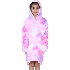 Kids Girls Boys Oversized Hoodie Blue Tartan Printed Snuggle Soft Fleece Blanket