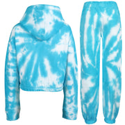 Kids Tie Dye Tracksuit Gym Cropped Hoodie Sweatpants Cord Set Girls Age 5-13