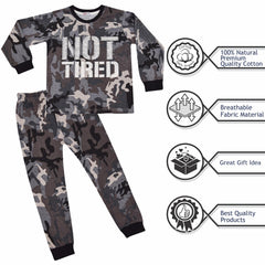 Kids Unisex Camo Green Print Pyjamas Children PJs Loungewear Age 2-13